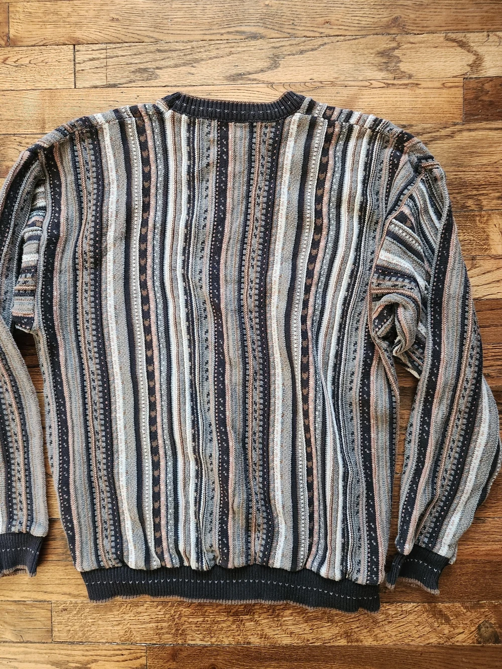 Vintage Carmel 3D Knit Sweater | Size Large | 90s Grandpa Sweater